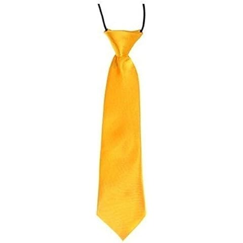 Yellow Satin Elastic Neck Tie for Boys Cover