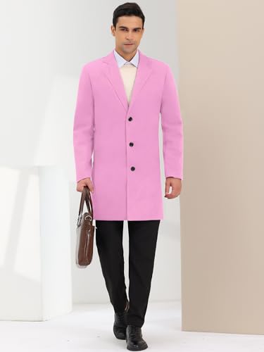 Image of Lars Amadeus Men's Trench Coat Notch Lapel Single Breasted Classic Long Pea Coats Overcoat