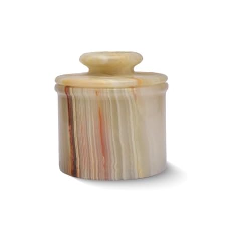 TheWolfard Butter Crock with Lid Multi Green Onyx Butter Keeper Best French Butter Keeper for Home Decorative Butter Pot Christmas Housewarming Gifts Cover