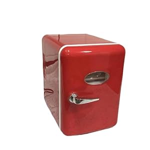 KIDDEX Draagbare mini-koelkast, 4 l, voor auto, koeler en warmer, stil, voor huidverzorging, levensmiddeldranken, geluidsarm, auto, kantoor, reizen (rood)