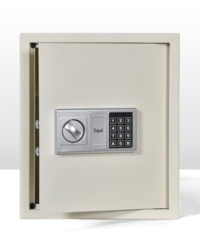 Image of Equal 48L Retro Safe Locker for Home | Digital PIN Code + Emergency Key | Glossy Ivory Finish | 10-Gauge Steel Door | 3 Year Warranty | 48 Litre