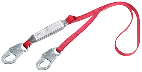 Image of 3M Protecta PRO Pack 1341004, 4-Foot Shock Absorbing Lanyard, With Snap Hook at Each End, 310-Pound Capacity, Red /Gray