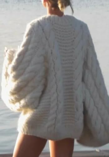 Tbahhir Women's Oversized Cable Knit Sweaters Crewneck Pullover Loose Long Sleeves Ribbed Chunky Slouchy Tunic Tops4