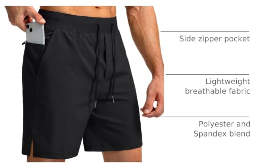 Image of Soothfeel Men's Running Shorts with Zipper Pockets 9 inch / 7 inch / 5 inch Quick Dry Eight Basketball Gym Workout Athletic Shorts