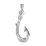 Sterling Silver Hand Engraved Reversible Hawaiian Fish Hook Pendant