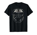 Funny Pug Wearing Sunglasses Boss Canine Dog Smoking a Cigar T-Shirt