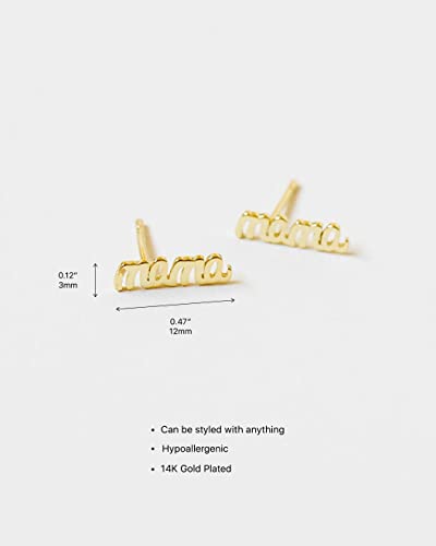 Mama Stud Earrings, 14K Gold Stud Earrings, Mama Earrings, 14K Real Gold Mama Jewelry, Mama Gifts, 14K Gold Earrings For Women, Gifts For Mom, Designed In California - 3Mmx12Mm #TOP2