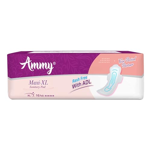 Image of Ammy Super Absorbent Maxi Thick Sanitary Pads - 16 Pcs XL for Medium Flow | Cottony Soft, Rash Free, Leak Lock with 6-Layer Shield & Active Flow Layer | Pack of 1