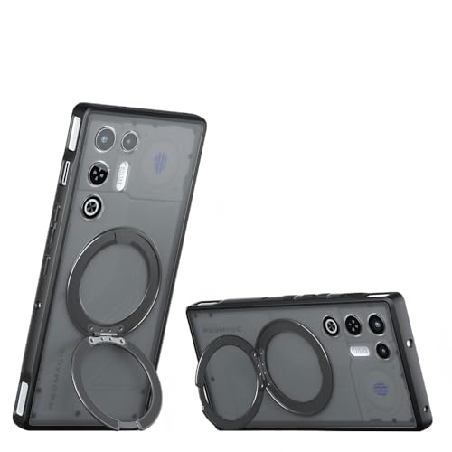 Image of Compatible with ZTE Nubia RedMagic 9 Pro Case Cover,Compatible with ZTE Nubia RedMagic 9S Pro+ Built-in 360Rotating Magnetic Mount Matte Translucent Phone Protective Case Black