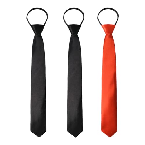 Image of Luckyvestir Womens Tie, Pre Tied Black /Red Ties for Women Adjustable Zipper Womens Necktie