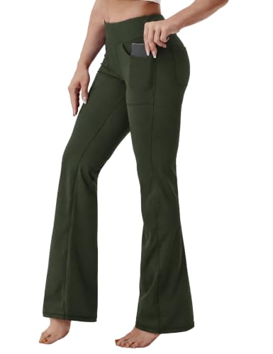 Image of BUBBLELIME Women Out Pockets High Waist Bootlegs Tummy Control Yoga Flared