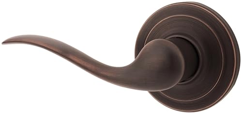 Image of Kwikset Tustin Dummy Door Handle, Single Sided Lever for Closets, French Double Doors, and Pantry, Venetian Bronze Non-Turning Left Handed Interior Push /Pull Lever, with Microban Protection