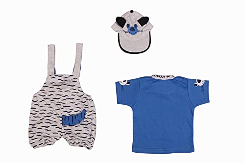 Image of Baby Boy's And Baby Girl's Dungaree Set /Romper Set with T-Shirt And Cap