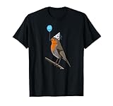 Bird Motif Robin Bird Animal Drawing Birthday T-Shirt