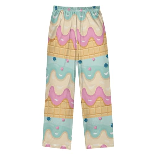 Pajama Pants Sleep Pants Pink Green Ice Cream Waffles for Age 6-142
