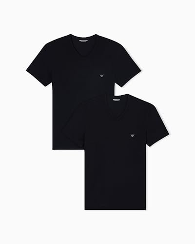 Emporio Armani Core Logoband Lot de 2 t-Shirts à col en V pour Homme, Noir, Taille S, Noir/Noir, S