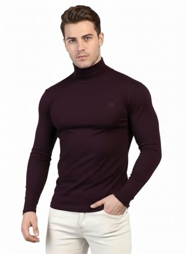 Image of CHKOKKO Men's Winter Wear Cotton High Neck Full Sleeves Regular Fit T-Shirt