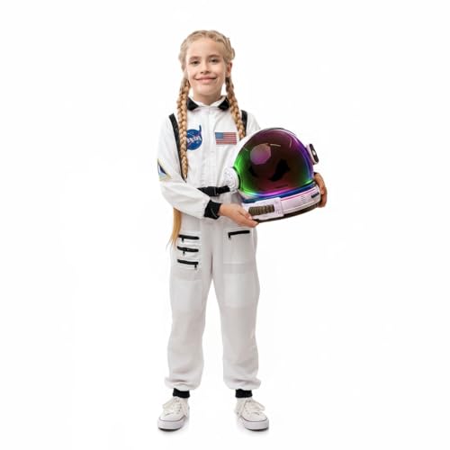 Astronaut Costume for Kids with Helmet, Halloween Costumes for kids Nasa Astronaut Helmet Suit with Movable Visor