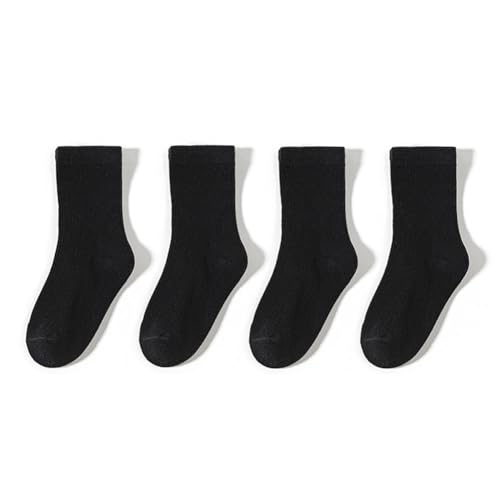 4 Pairs Toddler Boys Girls Crew Socks Kids Cotton Socks Solid Color