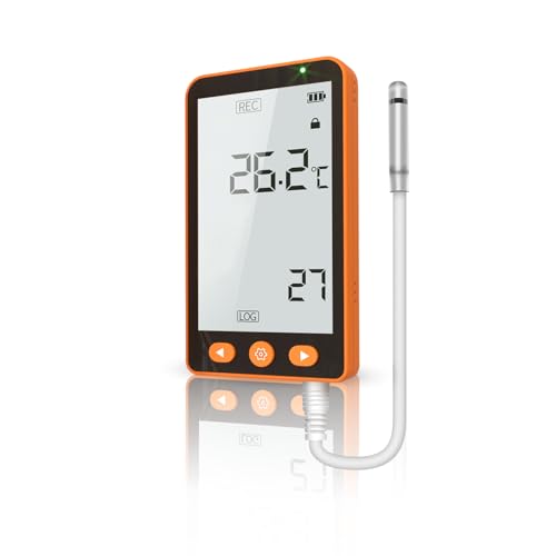 AKSTEST GSP-7PRO Temperature Data Logger with High-Accuracy Sensor, LCD, Rechargeable Battery, Alarm Alerts for Cold Chain & Laboratory Monitoring (-40°F to 185°F)
