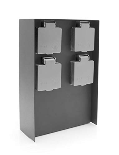 LED Universum Multiprise de jardin en acier inoxydable IP44 pour l'extérieur, 23 cm (anthracite 4 prises)