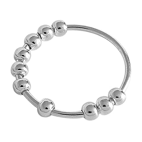 Anillos giratorios de plata con diseño minimalista y pulido fino en pack de 2