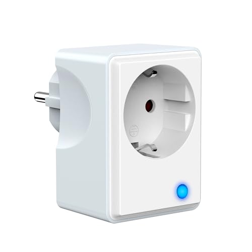 UCOMEN Enchufe Inteligente Wifi, 16A, 3680W,óptimo para programar el encendido/apagado y ahorrar energía, no necesita HUB, compatible con Alexa y Google Home,2,4 GHz, blanco y gris, 1 Pack