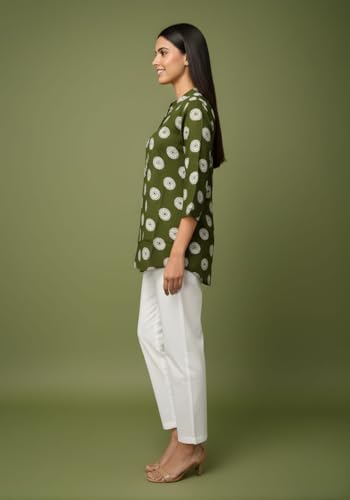 Image of Women's Cotton Printed Kurta Top | 3 /4 Sleeve Straight Kurti Casual Outings