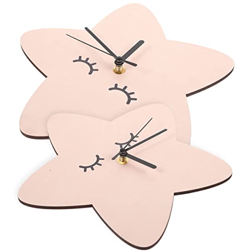 2pcs Silent Clock Minimalist Decor Clock Bathroom Wall Clock Wall Hanging Clocks Kids Nursery Clock Bedroom Wall Clock Baby Room Wall Clock Silent Bell Plastic Office Wall-mounted
