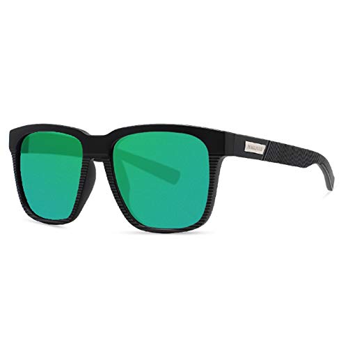 MAXJULI Polarized Sunglasses for Big Heads Men Women (not fit xl size) Black/Green