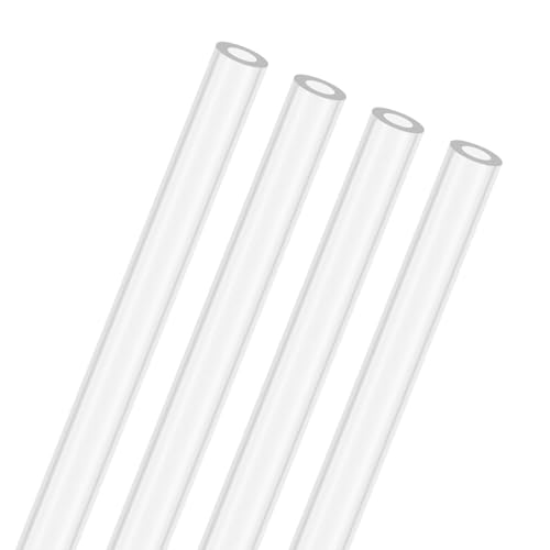 M METERXITY 4-Pack Clear Rigid Acrylic Pipe, 5mm[0.2"] ID x 9mm[0.35"] OD Plastic Round Tube for Water Cooling System/Lamps/Fountains/Aquariums/Display Stand, Acrylic Tubing [305mm/12IN]