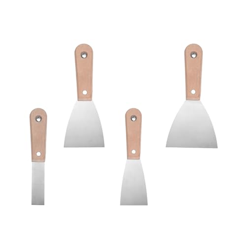 QUARKZMAN 4Pcs Set de Spatules 1/2/3/4 Pouces Acier Carbone Grattoir Peinture Flexible Réparation Plâtre pour Enlever Ciment Papier Peint Boue Adhésif Rubanage