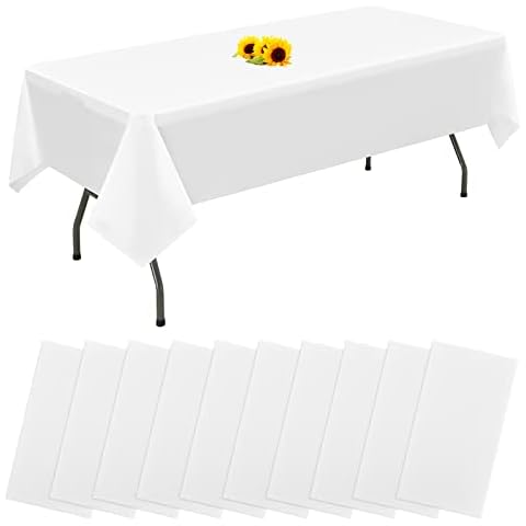 Manteles desechables de plástico blanco para mesa rectangular Cover