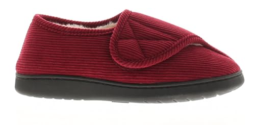 Dr Keller Wide Fit Women's Slippers - Slip-On Diabetic Slippers Women Boasting Warmth & Comfort With Touch Close Fastening, Fur Lining & Cushioned Insole Burgundy 4 Uk - 2
