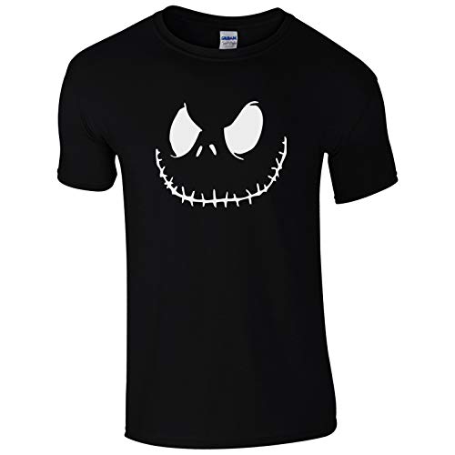 Image of UKPrintwear Smiling Jack T-Shirt - Spooky Scary Halloween (3XL - Black + White Print)