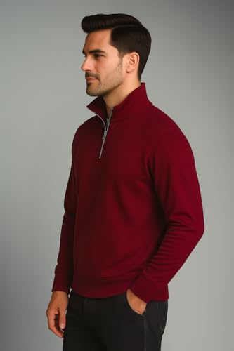 Image of Half Zipper Solid Sweatshirt for Men