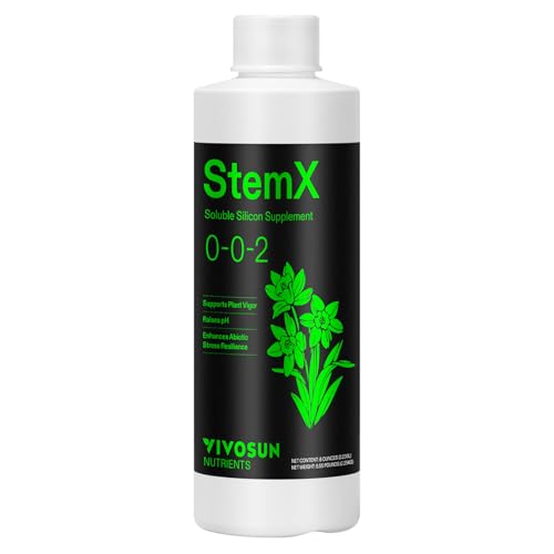 VIVOSUN StemX (0-0-2) Silica for Plants Soluble Liquid Silicon Plant Supplement Fertilizer Nutrient Solution for Strong Stems and Healthy Leaves Boost Resilience pH Balance 8 oz