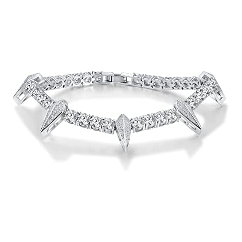 HELLOICE Tennis Bracelet for Men Fight Tooth and Claw Bracelet 5mm Iced Out Tennis Bracelet Cubic Zirconia Diamond 18K Black Gold Plated Bracelet (White, 7 inches) Cover