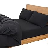【超柔らかい・水洗い加工】 ボックスシーツ セミダブル オールシーズン ベッドカバー ベッドシーツ 高密度生地使用 超吸水速乾 通気性 抗菌防臭 着脱簡単 和式・洋式兼用 肌にやさしい(セミダブル ブラック)