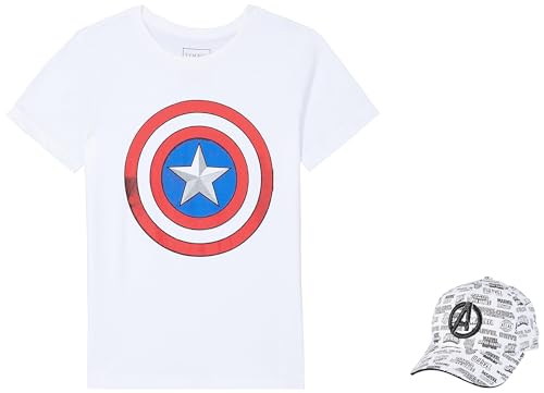 Image of Amazon Brand - Symbol Boy's Original Marvel /Captain America /Avengers 100% Soft & Pure Cotton Short Sleeve T-Shirts & Cap Combo Packs