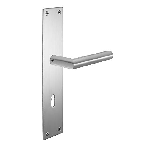 ck-türbeschläge Renovierungsgarnitur Langschild Q | 2 mm Schildstärke | V2A Edelstahl matt geb. | 250x55x2 mm | New Orleans (BB (Buntbart))