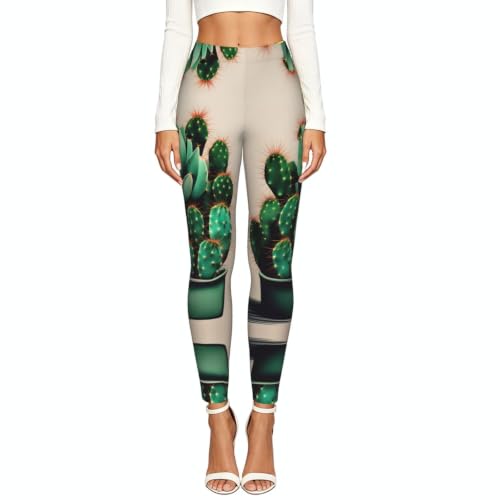 Leggings de compresión para mujer con estampado de cactus y tacto suave 2