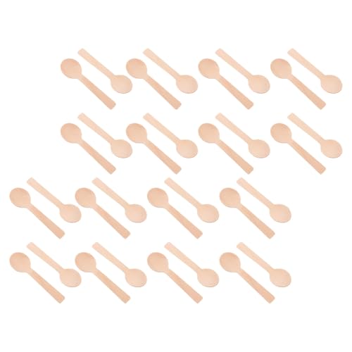 SHOWERORO 200piezas Cucharas de Madera Desechables para Helados Postres Fiestas de Cumpleaños Minicucharas de Cucharas de Degustación de Madera para Uso Cocina y Eventos Especiales