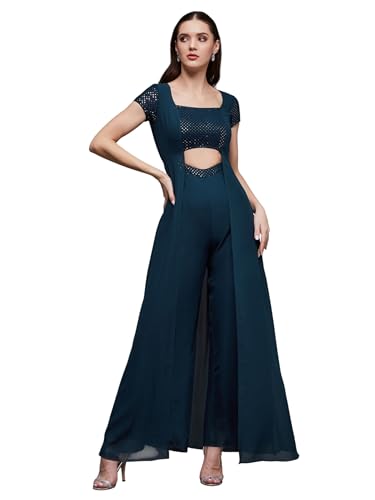 Image of Miss Chase Women's Keyhole Neck Regular Sleeve Regular Length Jumpsuit with Pockets