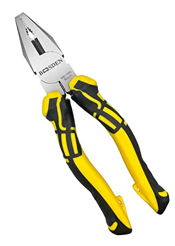 BOOSDEN linesman pliers, 8 inch Lineman's pliers, Side Cutters Combination Pliers, High Leverage linemans pliers, Wire Cutter Pliers with Wire Cutter Pliers Winding Function