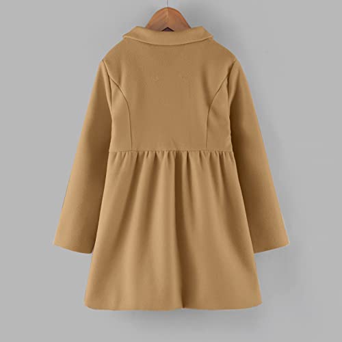 Kids Boys Girls Classic Wool Windproof Coat Winter Double Breasted Blends Trench Coat Outwear Coat (Khaki, 4-5 Years)3