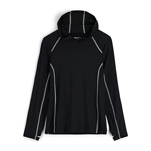 Spyder Womens Arc Graphene Tech Hoodie Hiking Shirt, Black, X