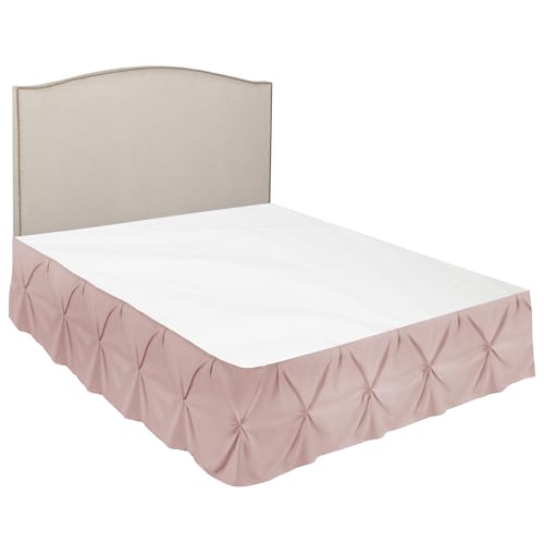 Image of Nestl Blush Pink Bed Skirt King Size, Pinch Pleat King Bed Skirt, 14 inch Inch Drop King Bedskirt, Hotel Quality Blush Pink Bed Skirts, Premium Microfiber Bedskirt for King Bed, Blush Pink King Bed Skirt
