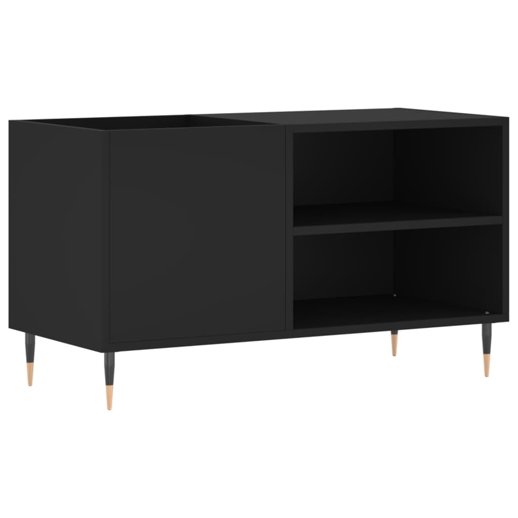 vidaXL Armoire à Disques, Support de Tourne-​Disque, Armoire Latérale avec Rangement, Buffet de Salon, Moderne, Noir Bois d'Ingénierie