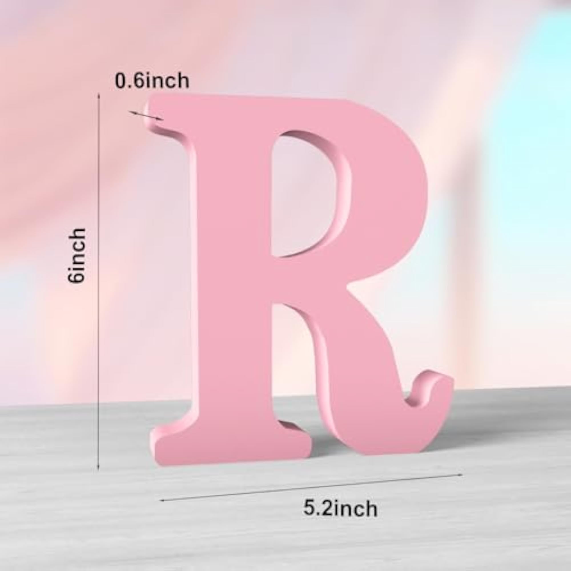 6 Inch Pink Wood Letters for Wall Decor